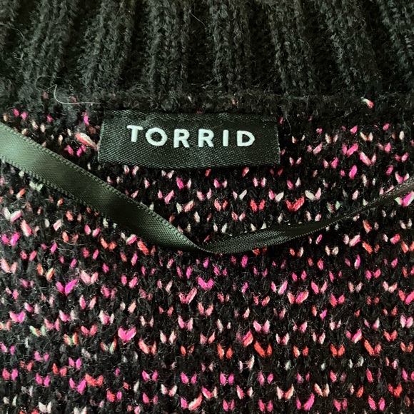 Torrid Heart Print Cardigan Sweater Black Size 5X Drop Shoulder Button Front - Picture 6 of 13